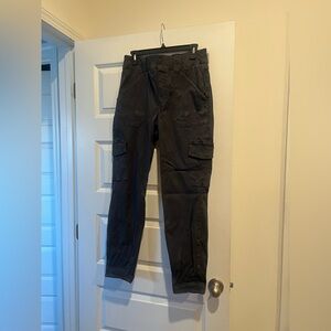 SPANX Women’s Stretch Twill Cargo Ankle Pants in Dark Gray